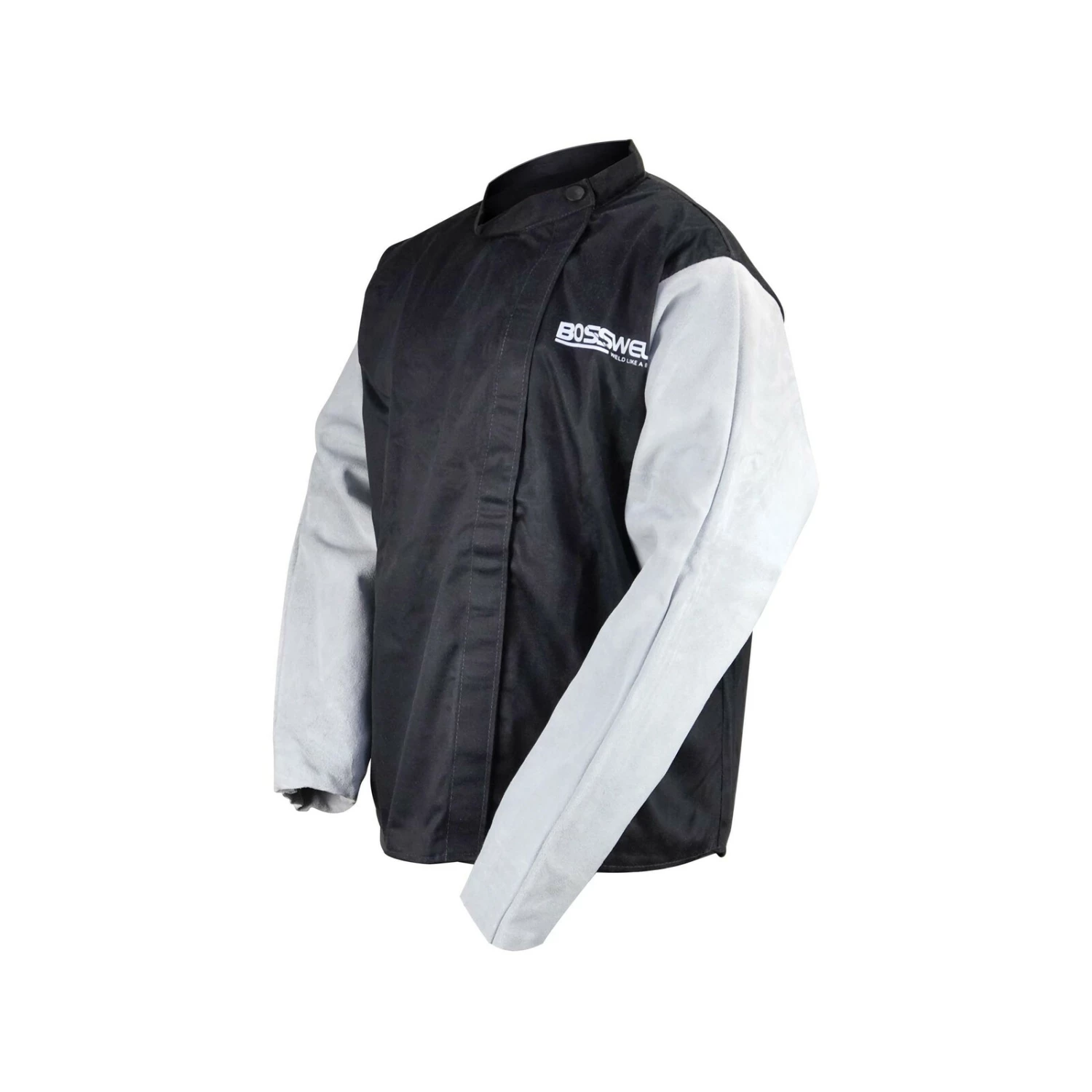 Best Sale ⭐ Australia Sale - Bossweld Medium FR40 Welder Jacket With Leather Sleeves Black White ❤️ 4 Best Sale ⭐ Australia Sale - Bossweld Medium FR40 Welder Jacket With Leather Sleeves Black White ❤️ - Image 2